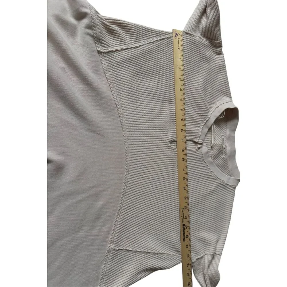 Free‎ People Top Henley Monterey Thermal Long Sleeve Light Pink Cream Small